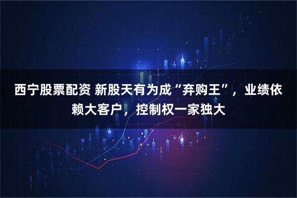 西宁股票配资 新股天有为成“弃购王”，业绩依赖大客户，控制权一家独大