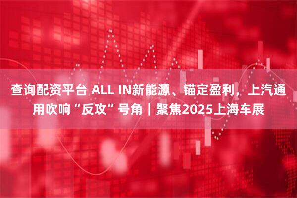 查询配资平台 ALL IN新能源、锚定盈利，上汽通用吹响“反攻”号角｜聚焦2025上海车展